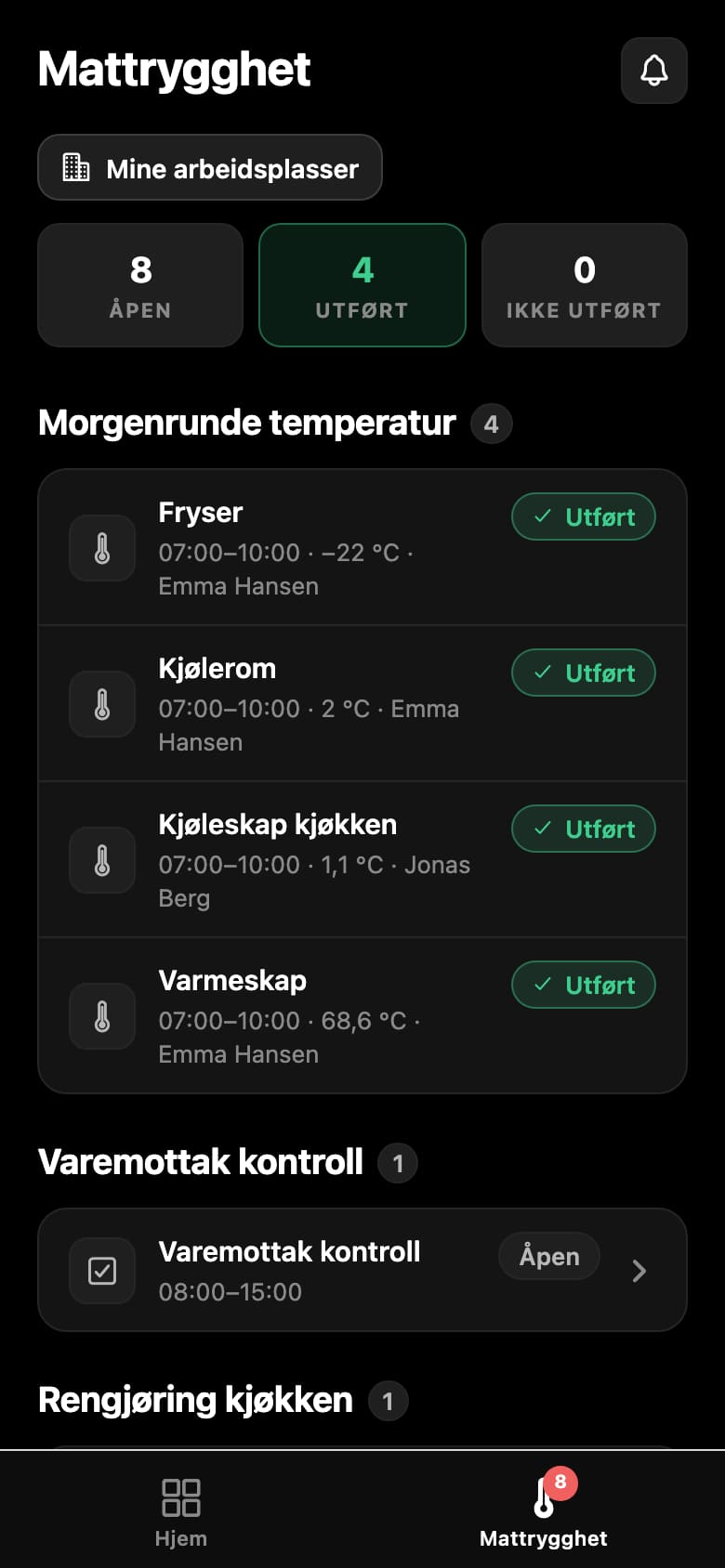 Daglegar umferðir fyrir vinnustað hennar.