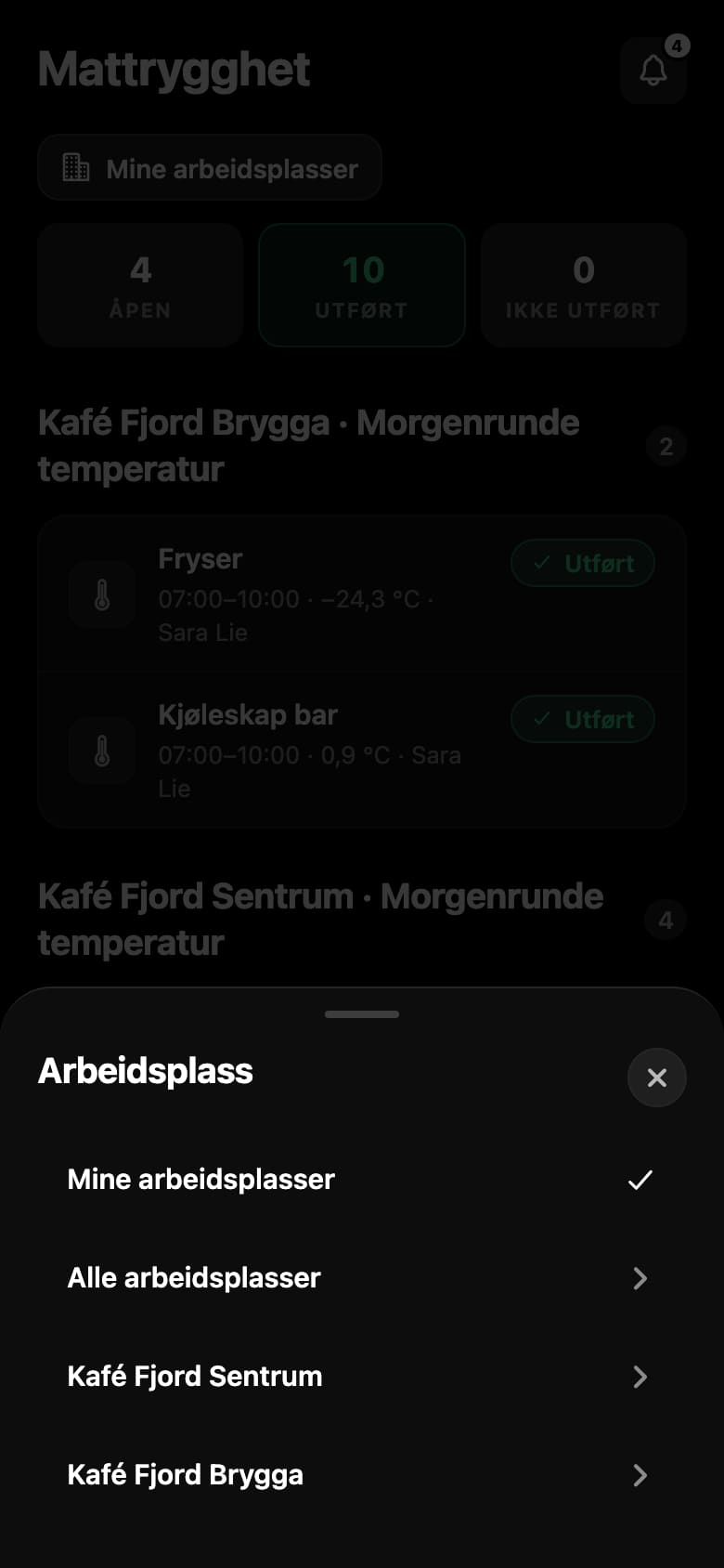 Wählen Sie eine Arbeitsstätte, Ihre eigenen oder alle.